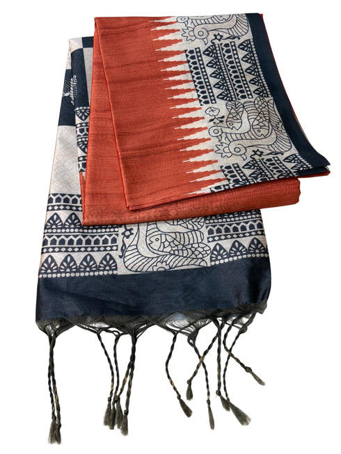 Vasthrlay Tussar Kalamkari Madhubani Border Blouse