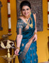 Vasthrlay Banarasi Jacquard Unstitched Dark Green Saree