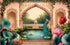 Lotus Pond & Peacock Background Photography Backdrops