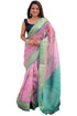 Vasthrlay Kanjivaram Organza Kalamkari Cream Purple Ethnic Wear