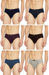 Dixcy Scott Plain/Solid Assorted Cotton Men's Briefs/Underwear - Pack of 6 (#Salsa-Brief-95 CM) (Color & Prints May Vary)