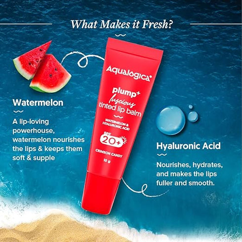 Aqualogica Crimson Candy Plump+ Luscious Tinted Lip Balm
