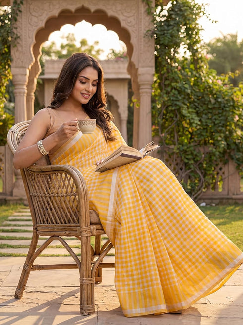 Vasthrlay Chanderi Printed Coffee Saree