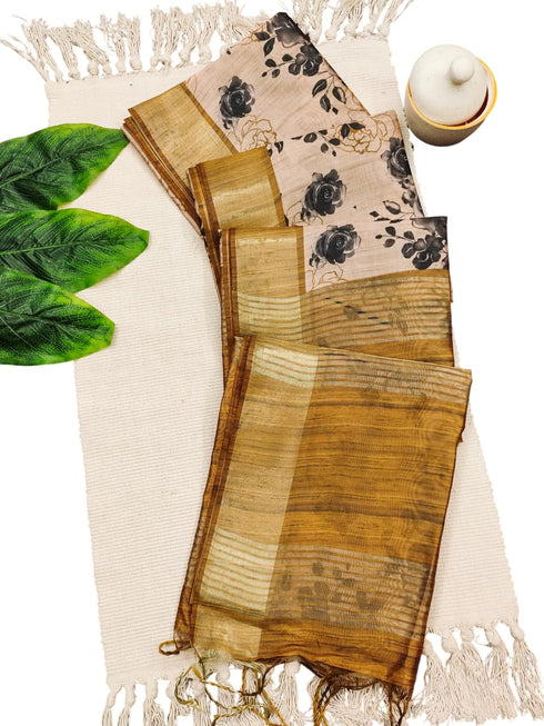 Vasthrlay Tussar Saree Designer Weaving Contrast