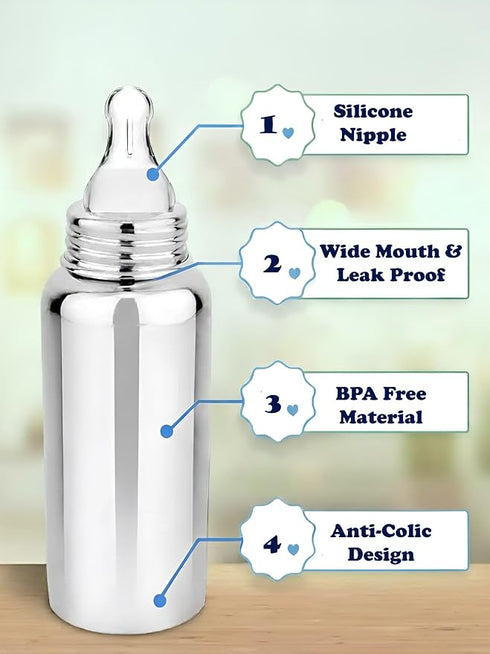 Stainless Steel Bottle With Soft Cozy Velvet Cover And Nipple