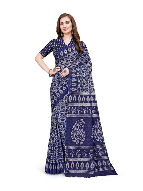 Vasthrlay Cotton Printed Mulmul Saree
