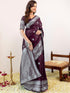 Vasthrlay Banarasi Jacquard Unstitched Purple Saree