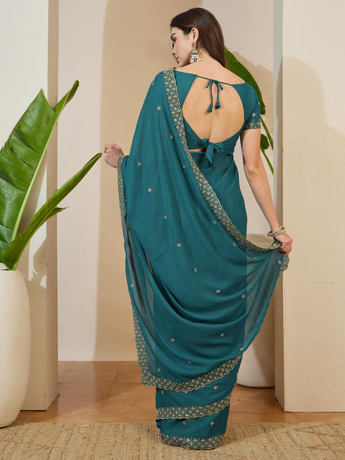 Vasthrlay Georgette Embroidered Unstitched Jr Ethnic Wear