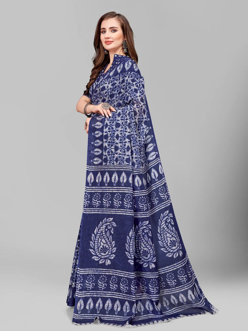 Vasthrlay Cotton Printed Mulmul Saree