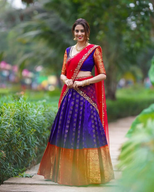 Vasthrlay Kanjivaram Kanchipuram Traditional Stitched Lehenga