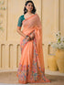 Vasthrlay Womens Printed Unstitched Peach Saree