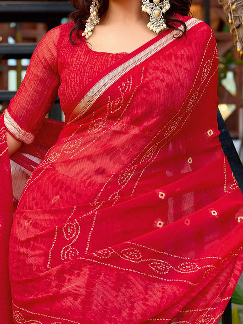 Vasthrlay Bandhani Unstitched Designer Sr Ethnic Wear