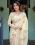 Vasthrlay Womens Printed Unstitched Light Green Saree