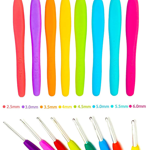 Knitting Crochet Hook Needle Set, 52 Pcs Sewing Kit -16 Pcs Soft Grip Handle Hooks
