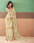 Vasthrlay Georgette Embroidery Beige Saree With Unstitched Blouse Piece