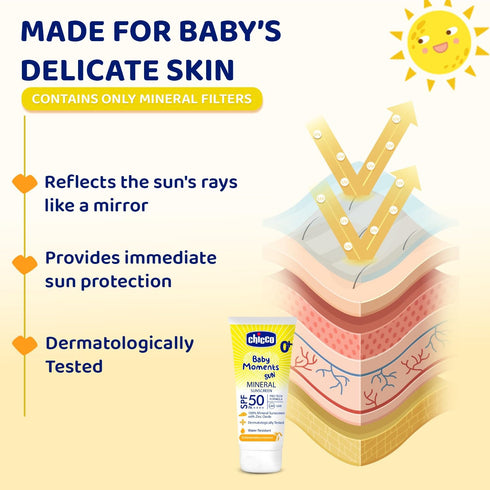 Chicco Baby Moments Mineral Sun Cream SPF 50 for Babies
