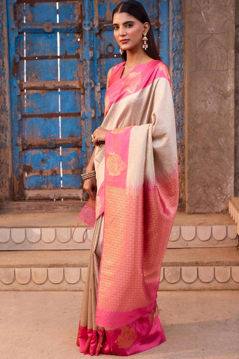 Vasthrlay Beige Tussar Woven