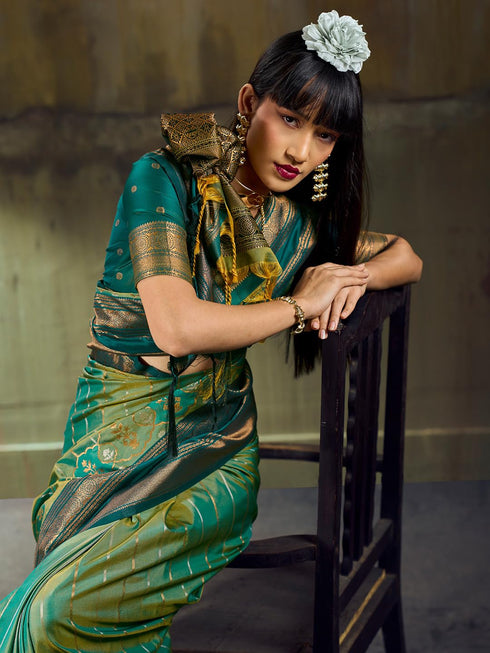 Vasthrlay Striped Tassels Unstitched Designer Ethnic Wear