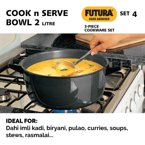 Hawkins Futura 3 Pieces Cookware Set 4 - Hard Anodised Tava