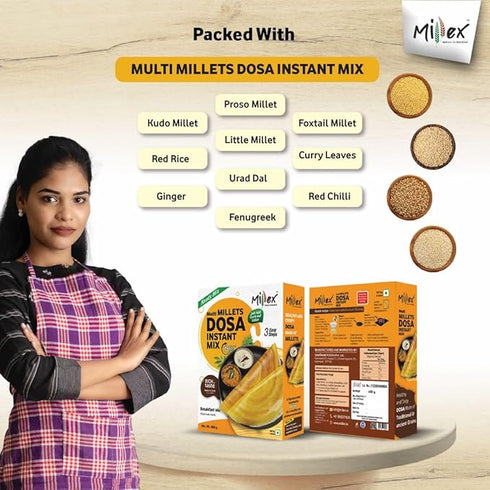 Millex Sprouted Ragi Masala Dosa Ready Mix & Multi Millets Dosa Instant Mix