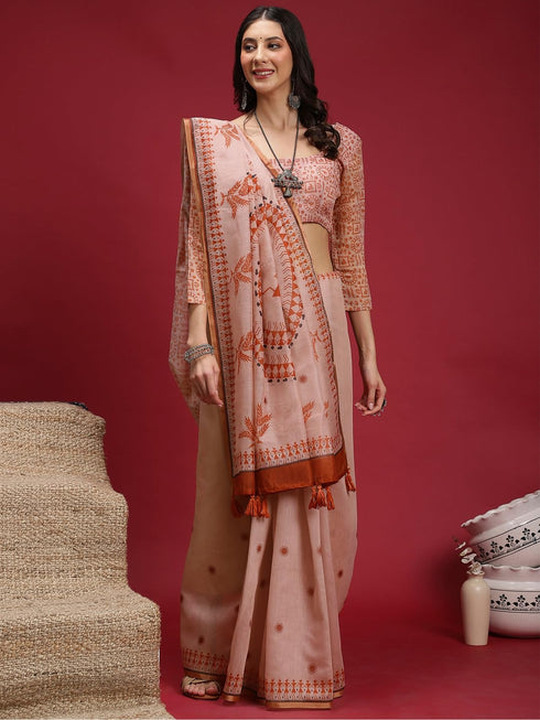 Vasthrlay Madhubani Printed Unstitched Hs Ethnic Wear