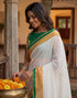 Vasthrlay Womens Printed Unstitched Olive Green Saree