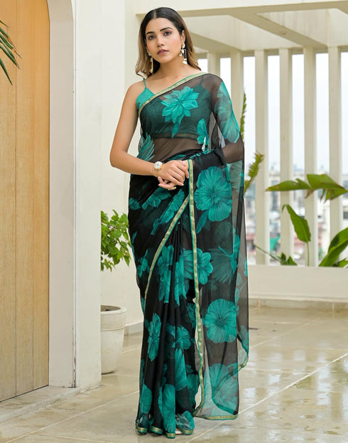 Vasthrlay Chiffon Blouse Maroon Saree