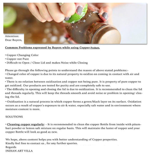 Copper Water Bottle Dirt Proof