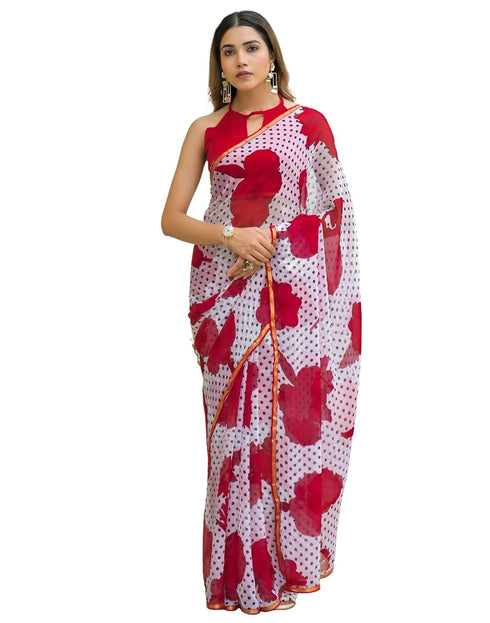 Vasthrlay Chiffon Blouse Maroon Saree