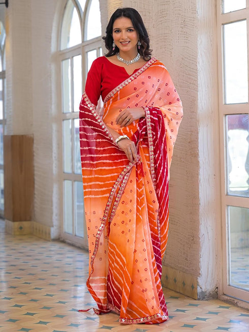 Vasthrlay Georgette Embroidery Unstitched Pink Saree