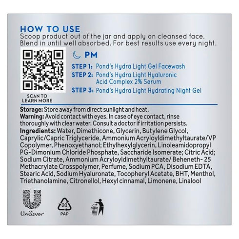 Ponds Hydra Light Hyaluronic Acid Hydrating Night Gel