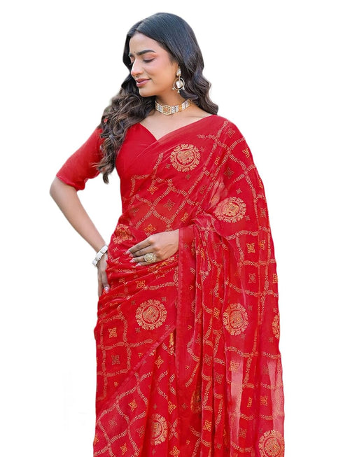 Vasthrlay Chiffon Printed Unstitched Teal Saree