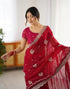 Vasthrlay Sequins Embroidery Red Saree