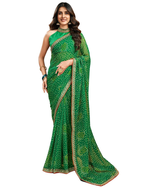 Vasthrlay Georgette Bandhani Red Saree
