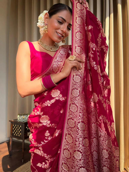 Vasthrlay Organza Designer Unstitched Saree