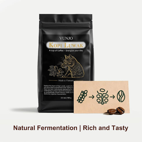 VUNJO Wild Kopi Luwak Civet Whole Bean Coffee 100g