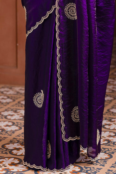 Vasthrlay Purple Organza Saree