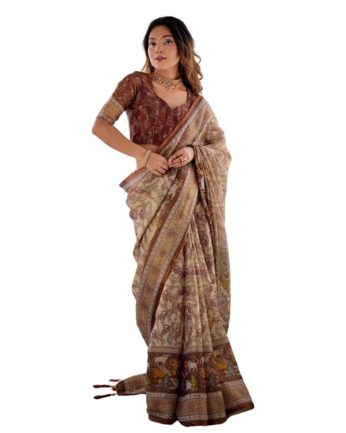 Vasthrlay Handloom Geometric Burgundy Saree