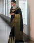 Vasthrlay Banarasi Jacquard Unstitched Dark Green Saree