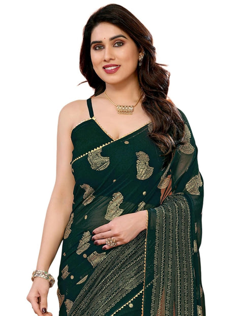 Vasthrlay Georgette Weaving Unstitched Red Saree