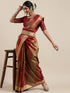 Vasthrlay Banarasi Unstitched Rust Ethnic Wear