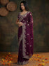 Vasthrlay Scalloped Embroidery Unstitched Dark Green Saree
