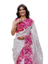 Vasthrlay Womens Printed Unstitched White Saree