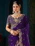 Vasthrlay Scalloped Embroidery Unstitched Rani Pink Saree