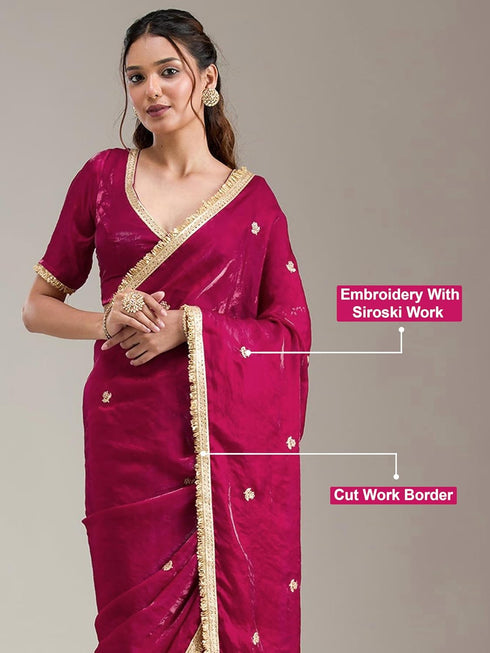 Vasthrlay Embroidery Unstitched Darkpink Ethnic Wear