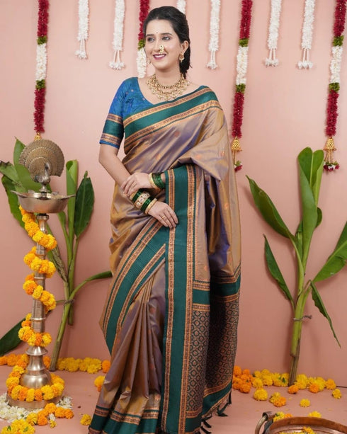 Vasthrlay Kanjivaram Jamun Red Contrast Traditional