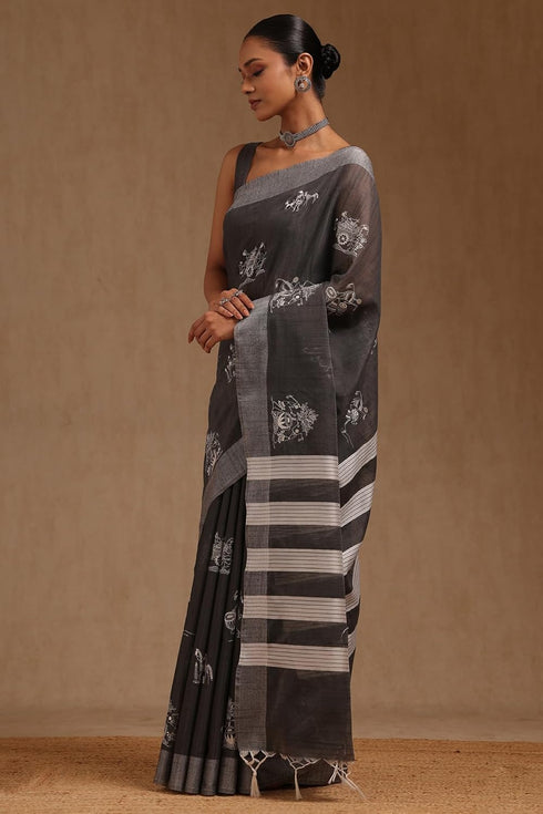 Vasthrlay Charcoal Chanderi Thread