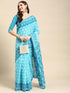 Vasthrlay Cotton Printed Mulmul Blue Saree