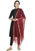A R Silk Women's Golden Border Maroon Colour Chanderi Cotton Regular Dupattas