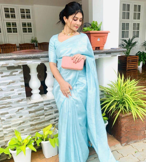 Vasthrlay Silver Banarasi Saree